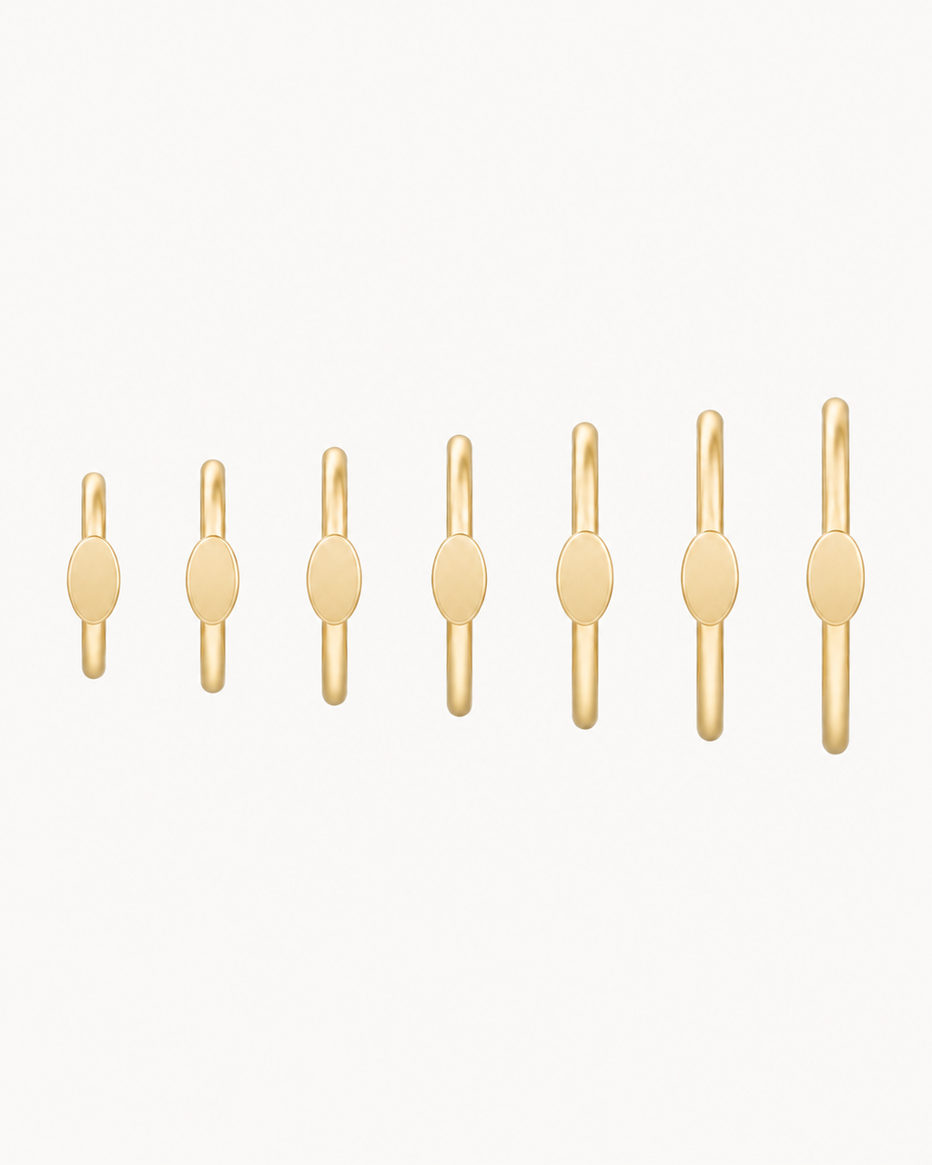 Oval 14ct Solid Gold Lobe Hoop Earring