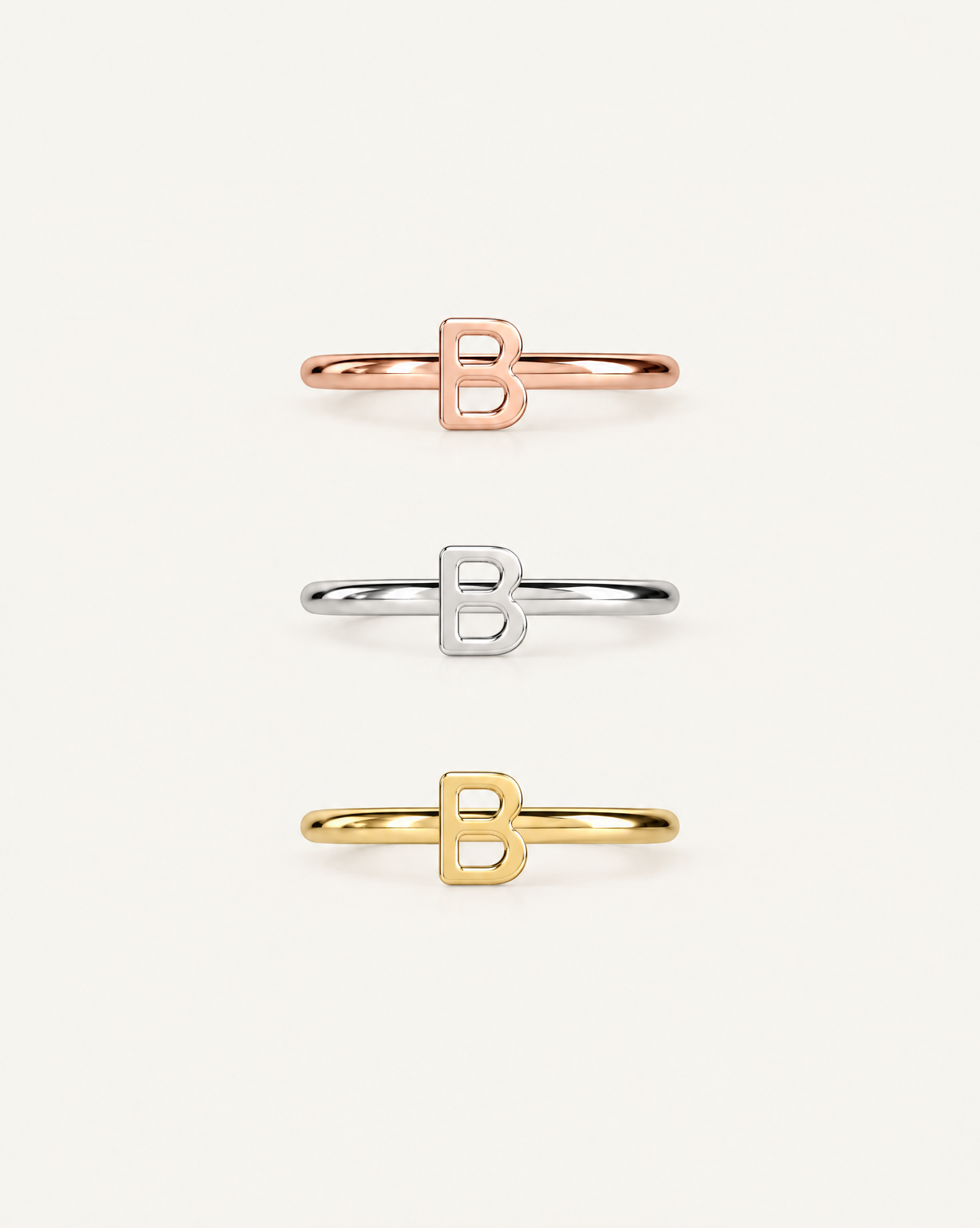 Personalised Double Letters 14ct Solid Gold Conch Ring