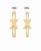 Personalised Single Letter 14ct Solid Gold Nostril Ring