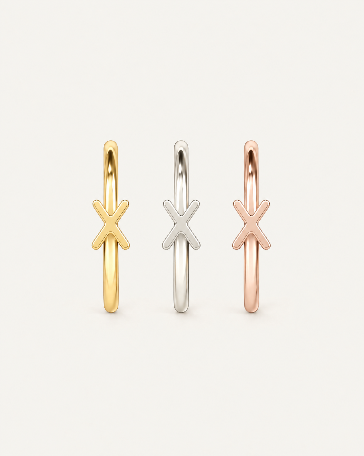 Personalised Double Letters 14ct Solid Gold Lobe Hoop Earring
