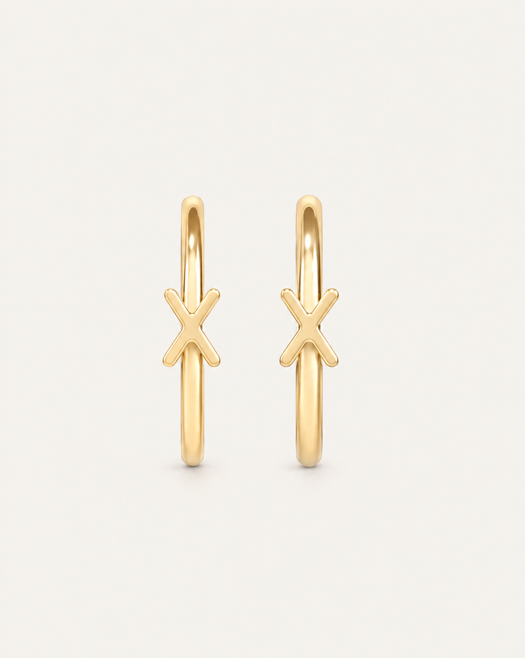 Personalised Double Letters 14ct Solid Gold Lobe Hoop Earring