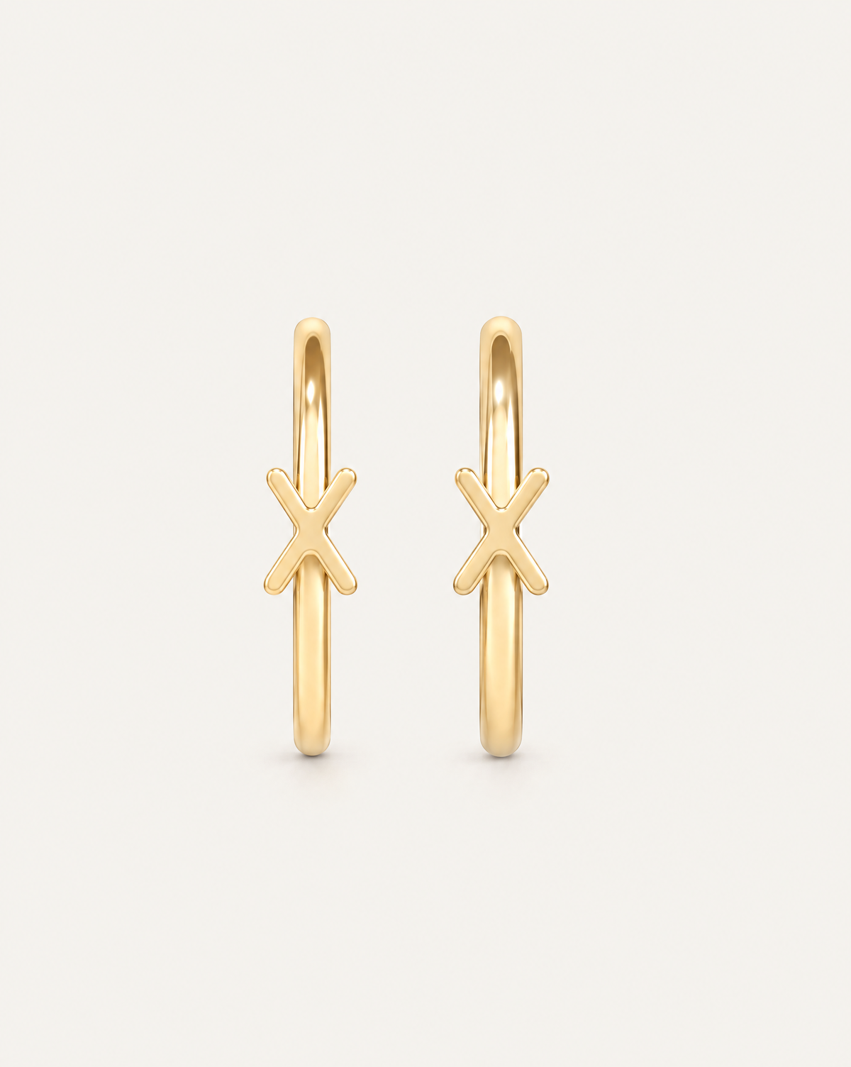 Personalised Double Letters 14ct Solid Gold Lobe Hoop Earring