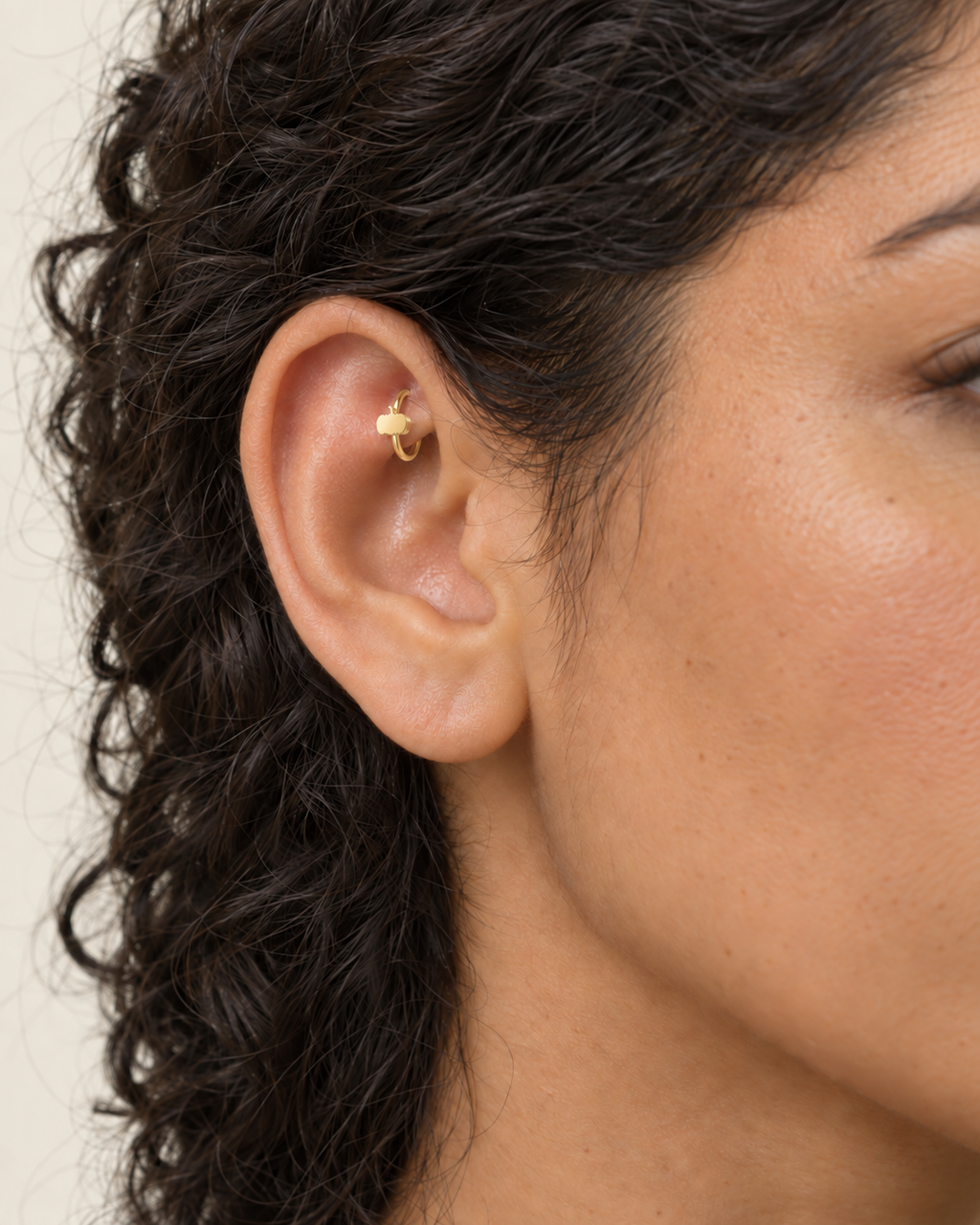 Pumpkin 14ct Solid Gold Rook Hoop