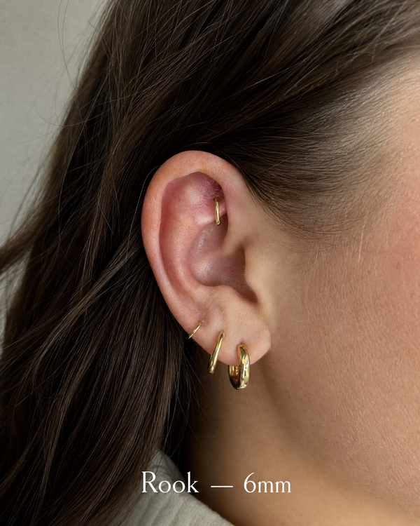 6mm 14K gold seamless rook hoop in ear