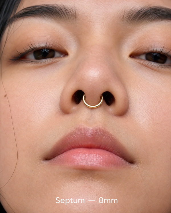 8mm 14K gold seamless septum ring