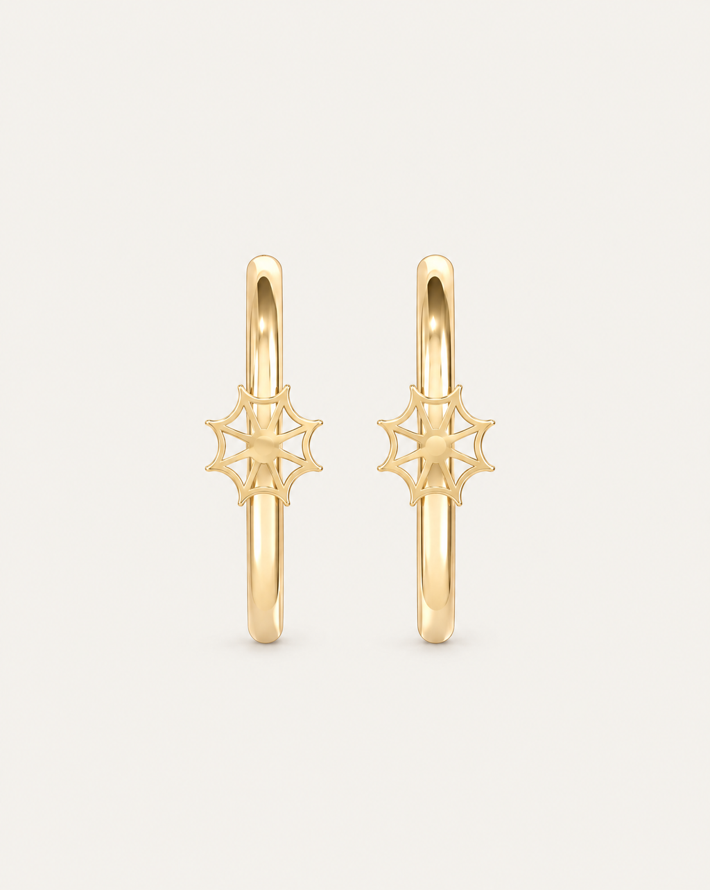 Spider Web 14ct Solid Gold Lobe Hoop Earring