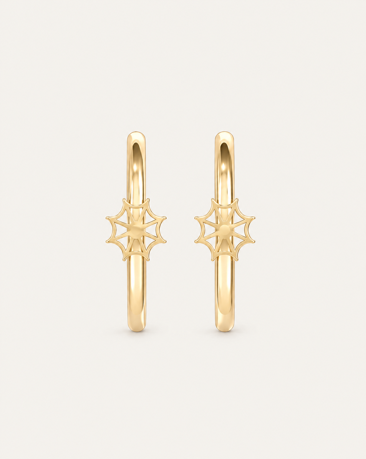 Spider Web 14ct Solid Gold Lobe Hoop Earring