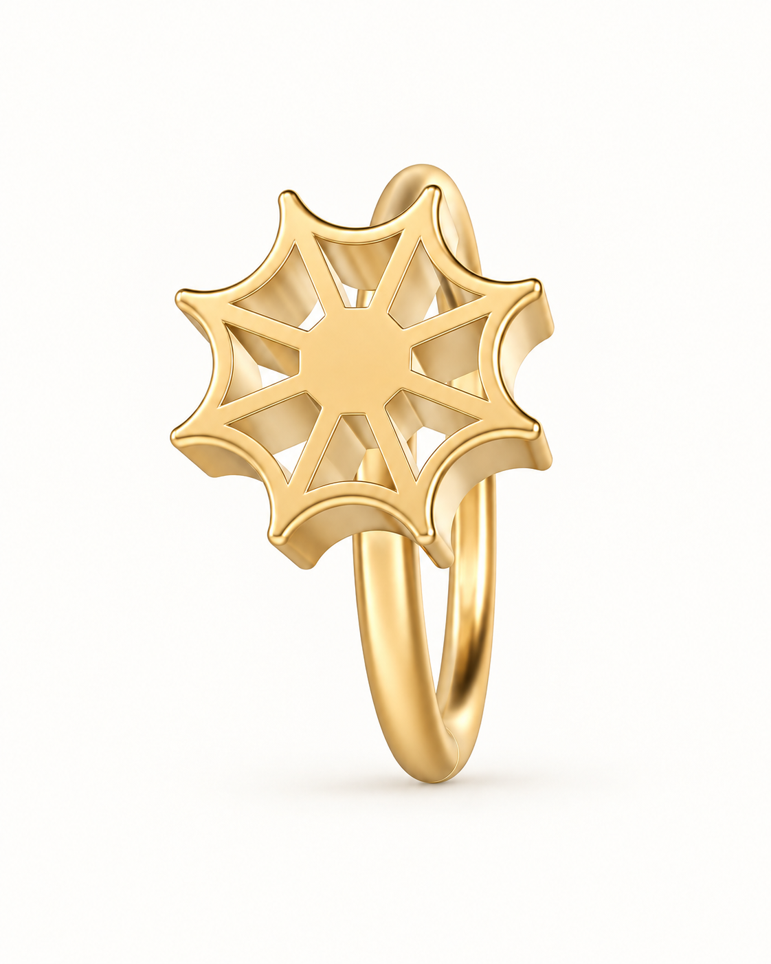 Spider Web 14ct Solid Gold Rook Hoop