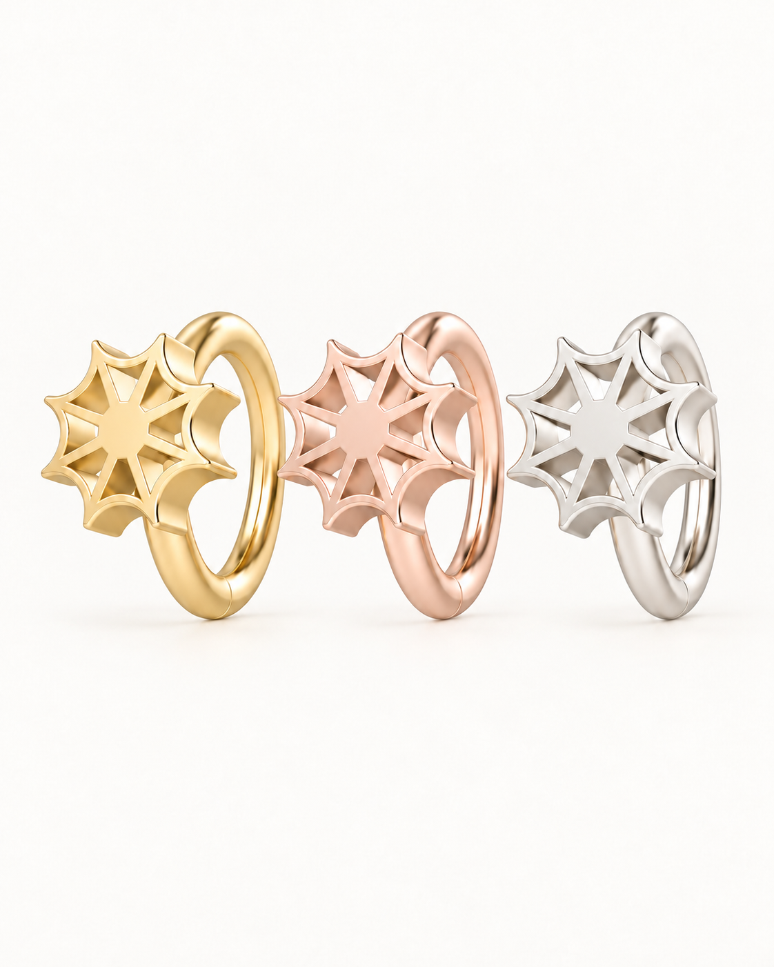 Spider Web 14ct Solid Gold Rook Hoop