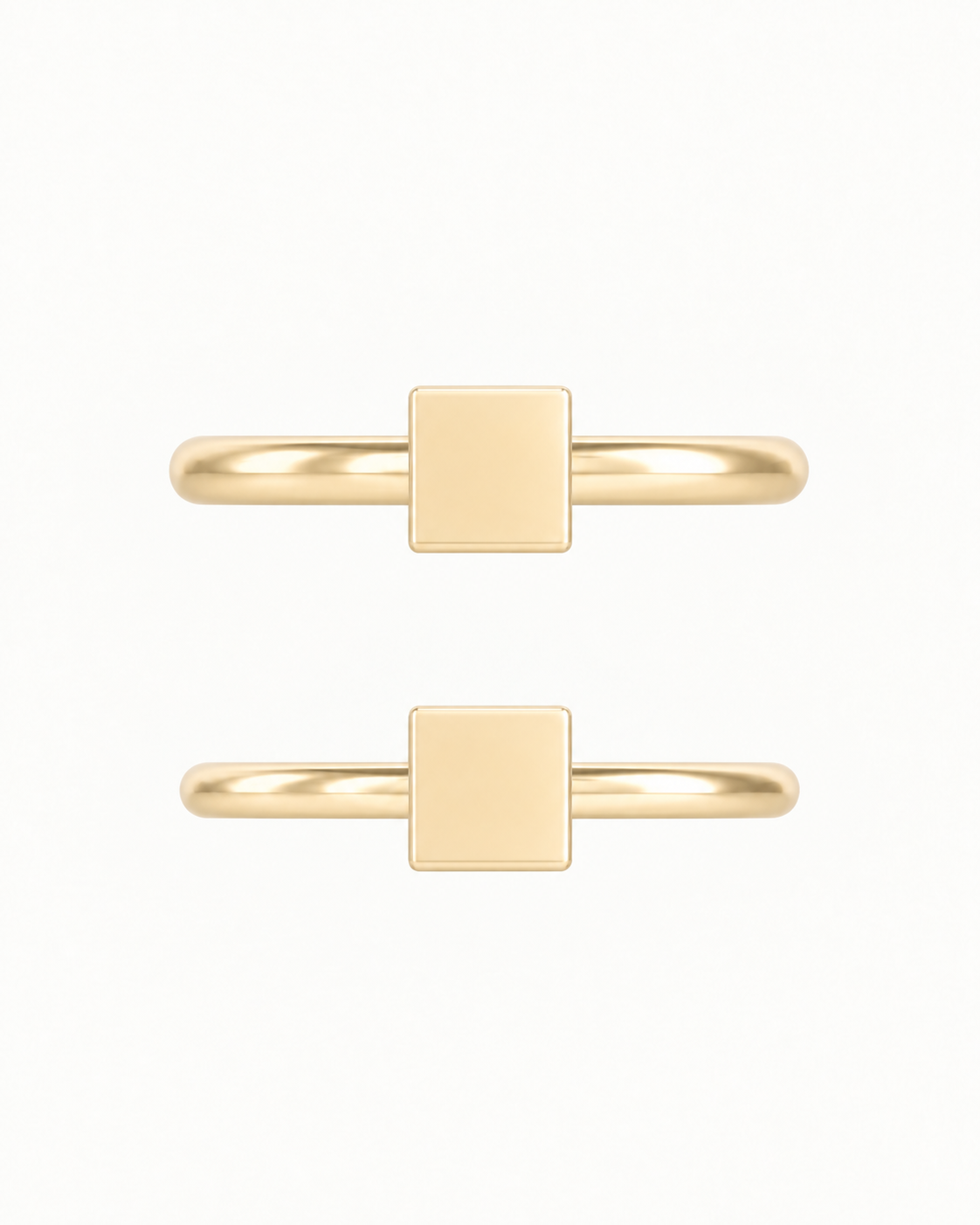 Square 14ct Solid Gold Conch Ring