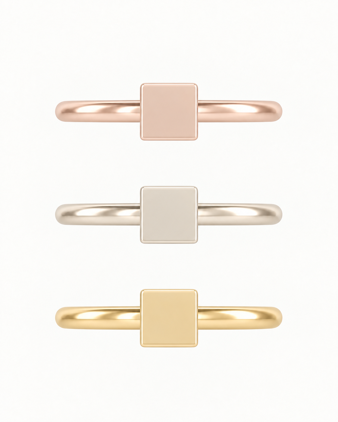 Square 14ct Solid Gold Conch Ring