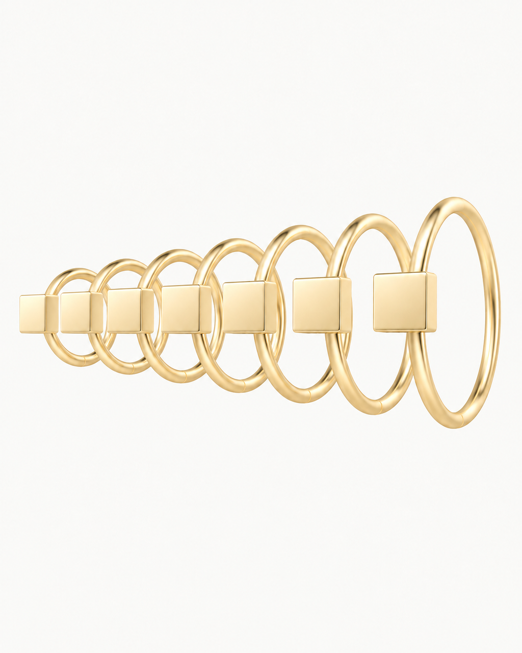 Square 14ct Solid Gold Lobe Hoop Earring