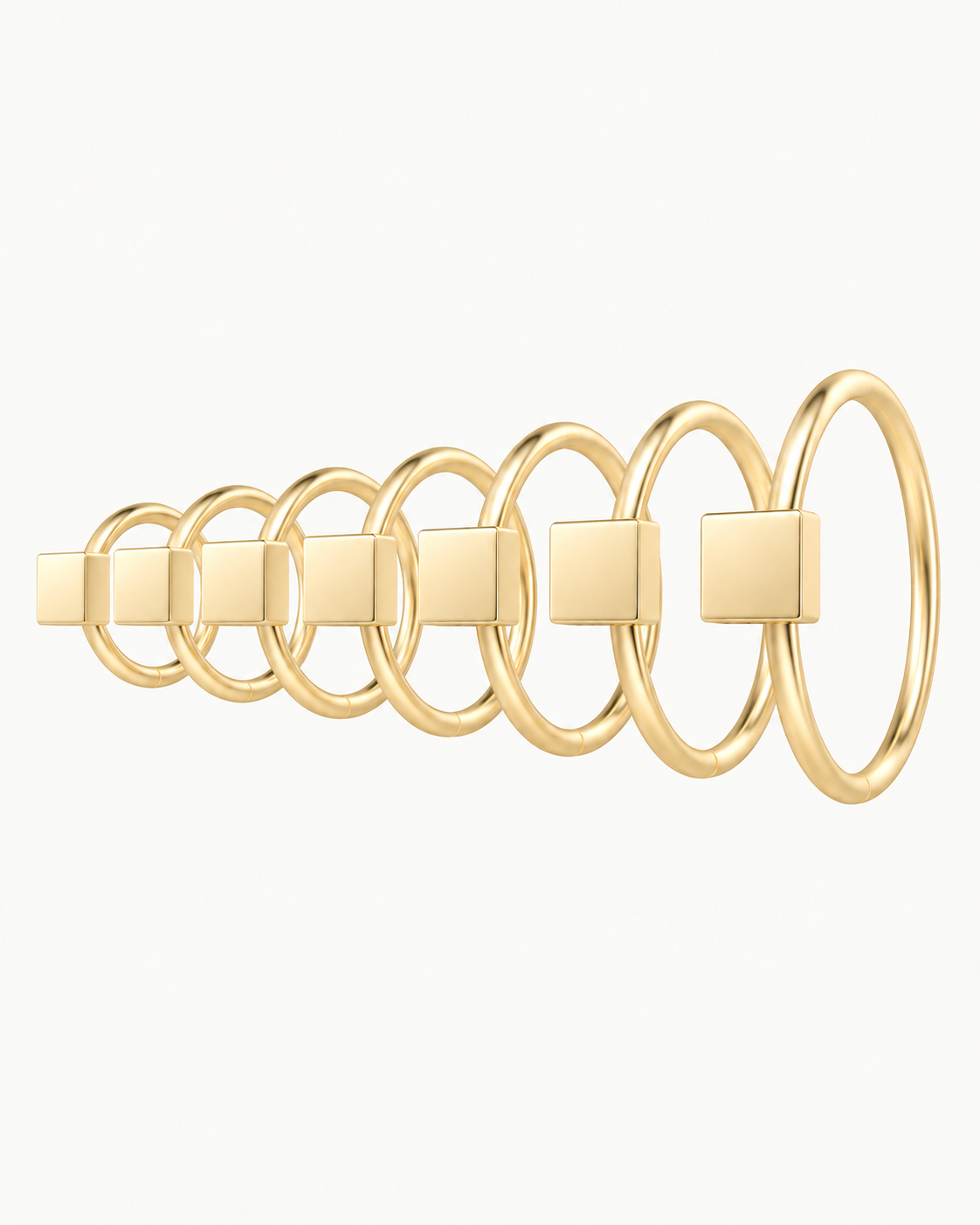 Square 14ct Solid Gold Lobe Hoop Earring