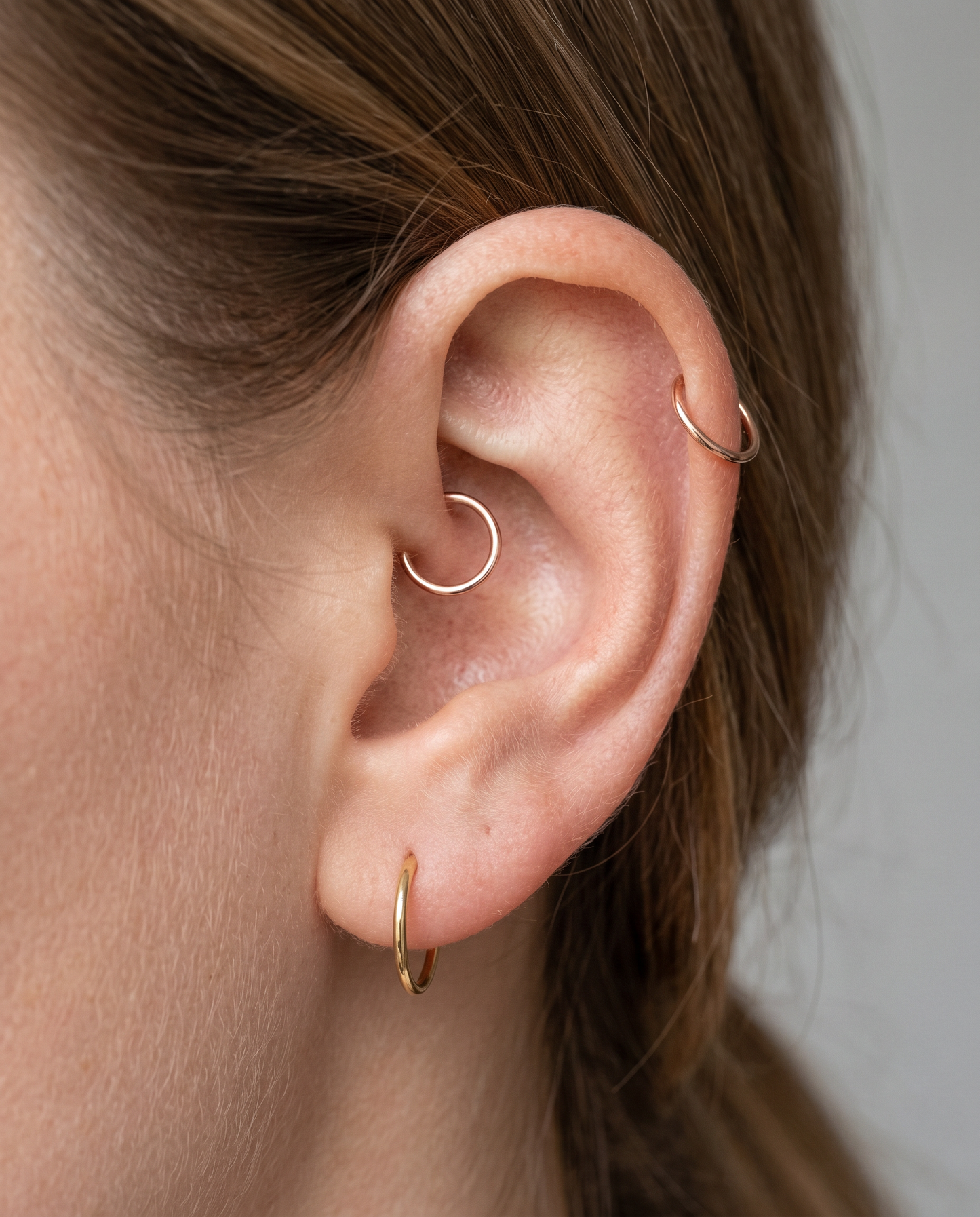 9.5mm 14K Gold Seamless Hoop - yellow gold and rose gold color from stepoy ,daith ring , gold helix ring and lobe ring 