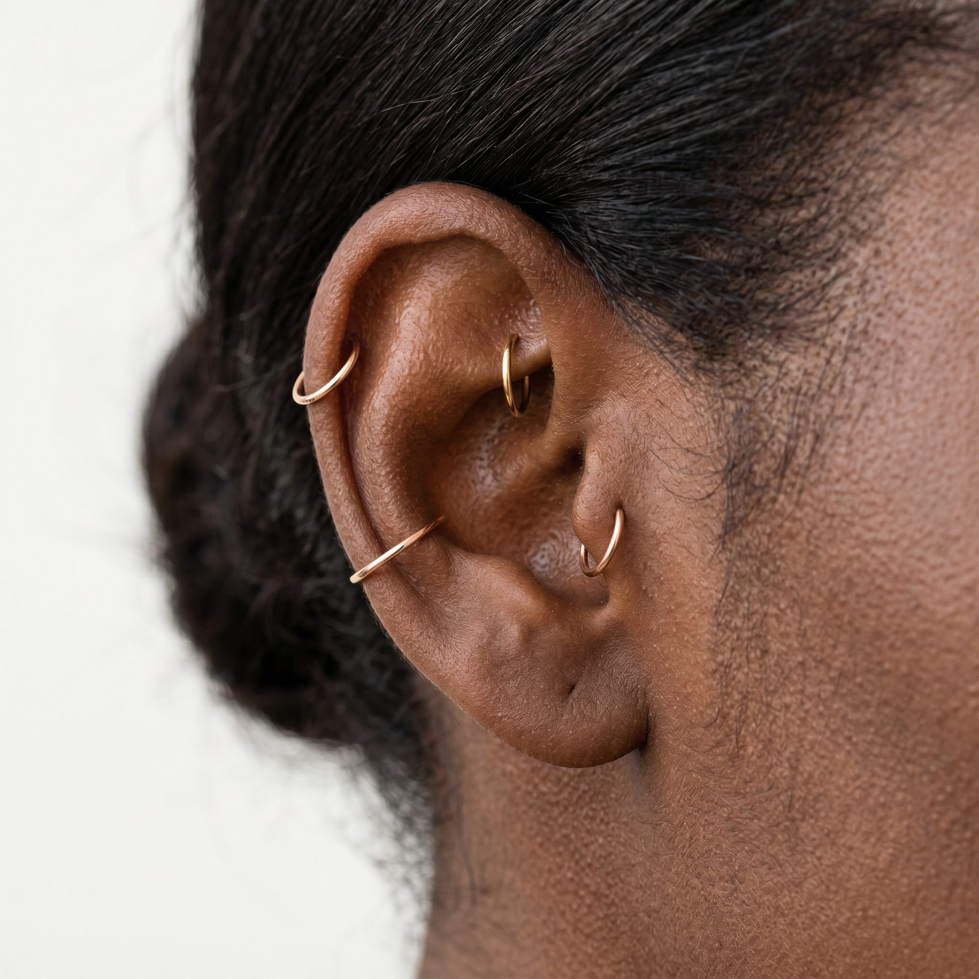 5.5mm Gold Seamless Hoop ,14K soild gold seamless ring from stepoy , yellow gold and rose gold color , good for tragus , helix piercing 