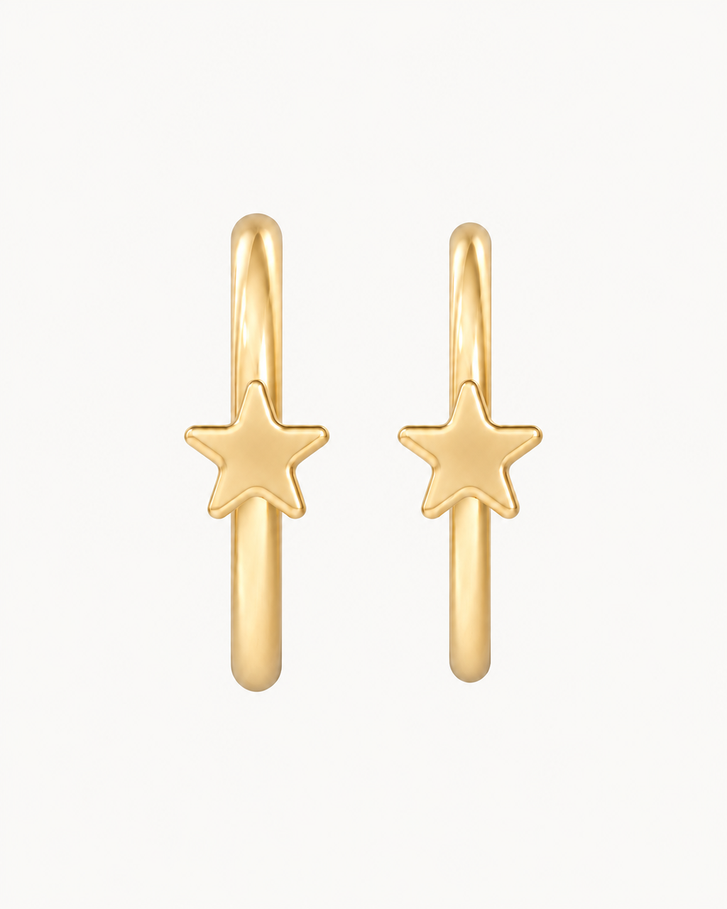 Star 14ct Solid Gold Lobe Hoop Earring