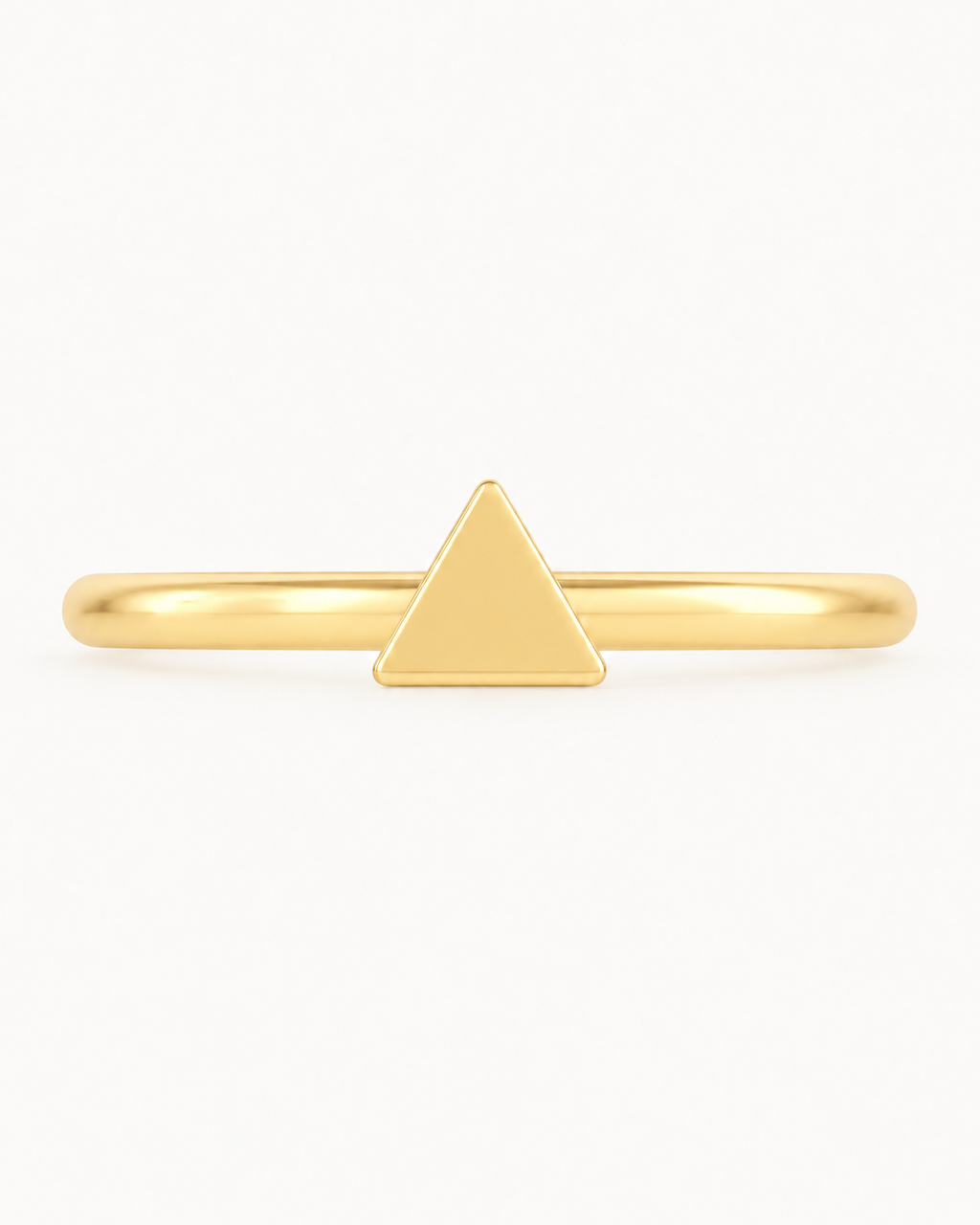 A small triangle gives the hoop a sharper geometric detail with a clean modern feel. Made for fully healed helix piercings, it keeps the profile compact for an upper-ear stack while leaving the motif clearly visible. Handmade to order in 14ct solid gold, it fits naturally with clean, geometric and modern styling rather than reading as a generic plain hoop.