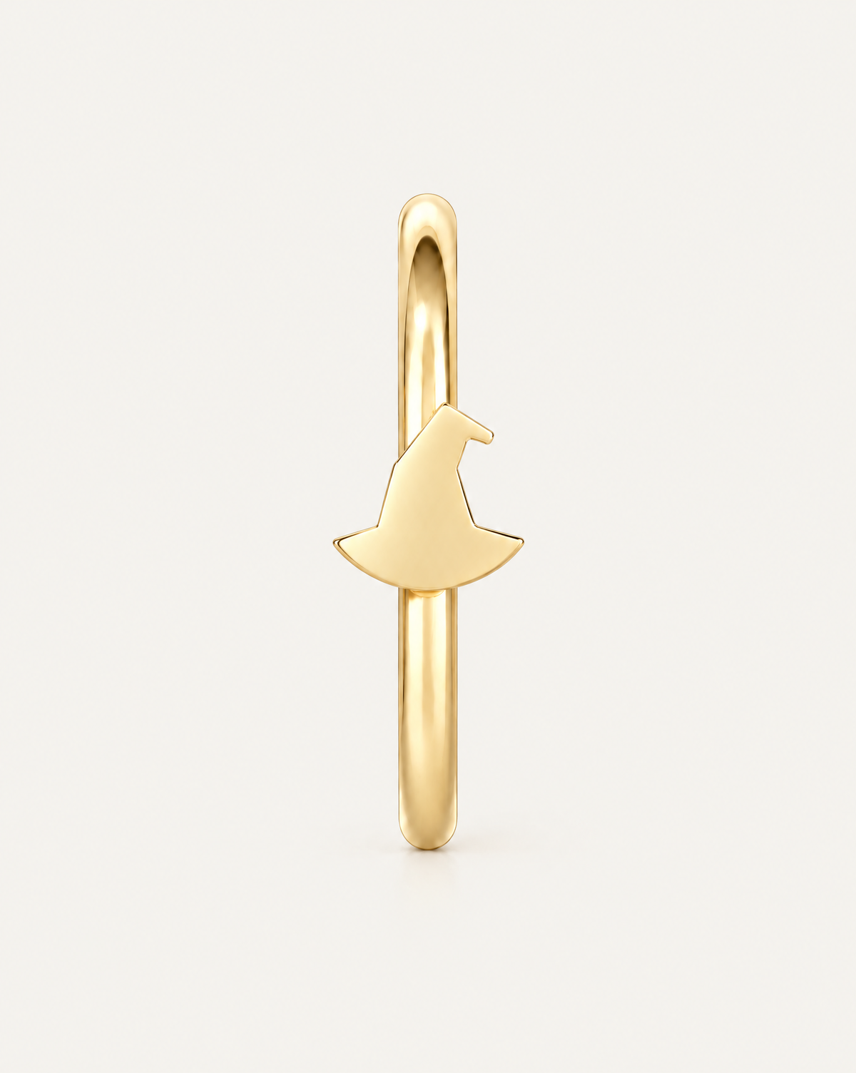 A tiny witch hat brings a playful witchy detail to the hoop without turning it into costume jewellery. Made for fully healed nostril piercings, the motif sits directly on a clean round hoop so the look stays neat rather than dangly. Handmade to order in 14ct solid gold, it fits naturally with witchy, playful and Halloween-led styling rather than reading as a generic plain hoop.