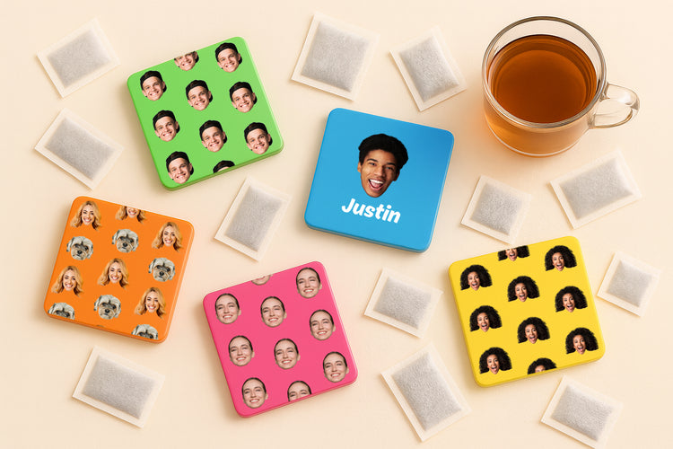 Pocket-size personalised tea bag tin for short trips & gifts. UV print your name. Fits 3–5 tea bags. Also great as a small storage tin.