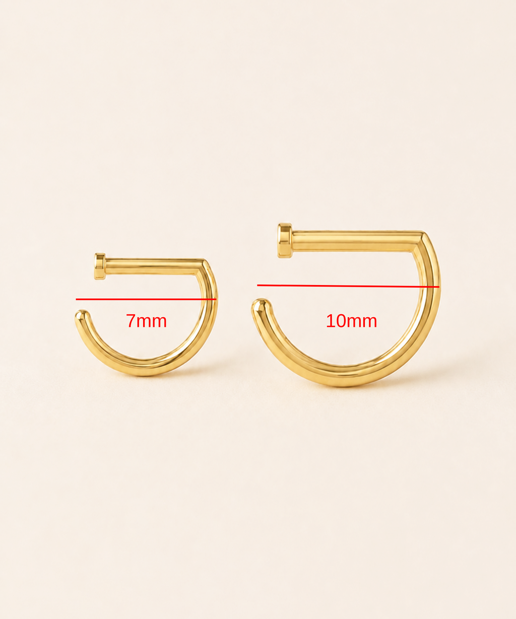 D-Shaped Nostril Ring with Flat Disc End