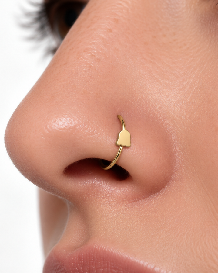 Cute Ghost 14ct Solid Gold Nostril Ring
