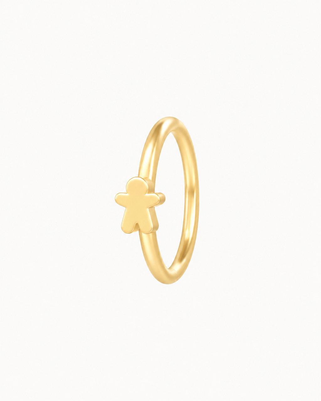 Gingerbread Man 14ct Solid Gold Nostril Ring