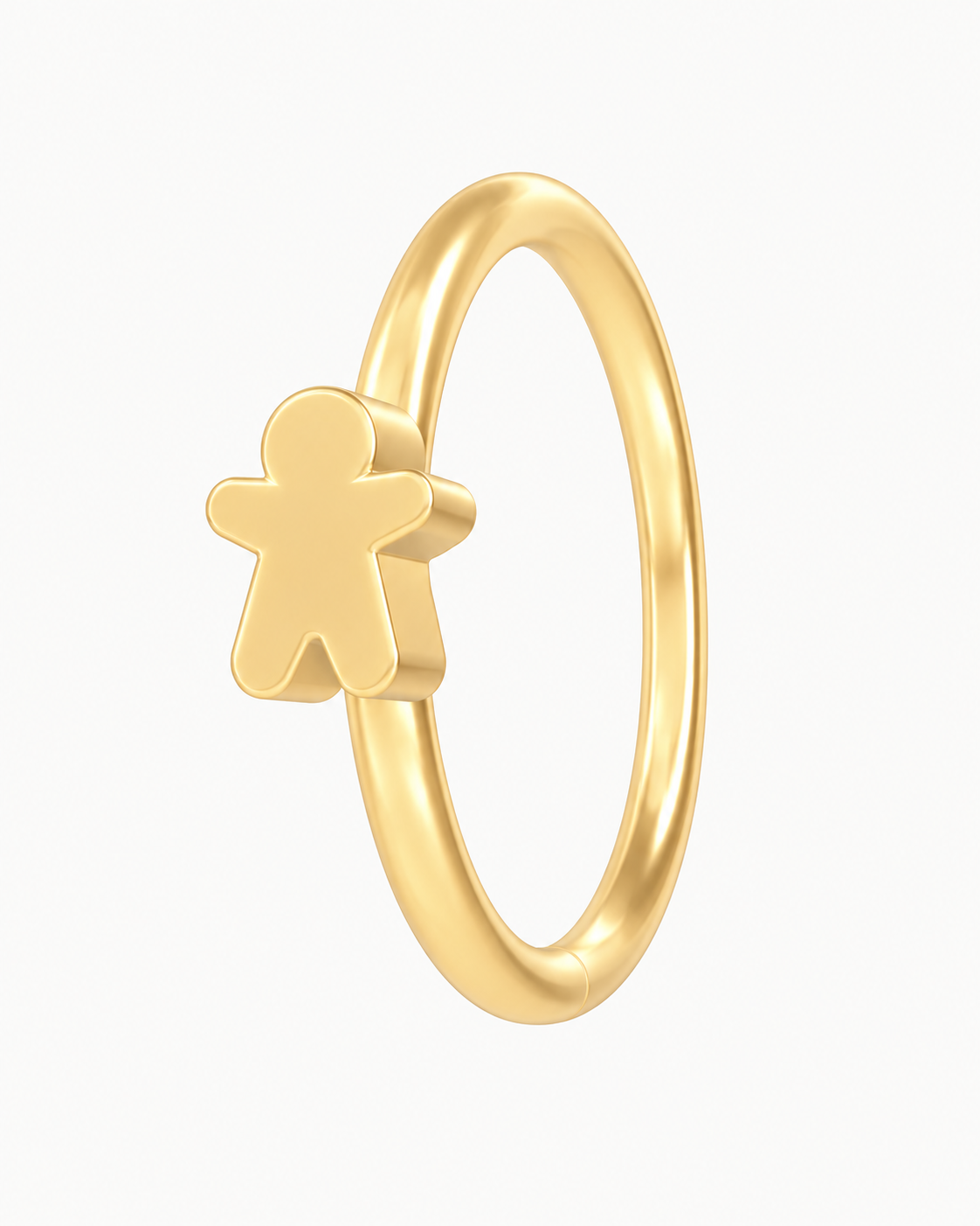 Gingerbread Man 14ct Solid Gold Nostril Ring