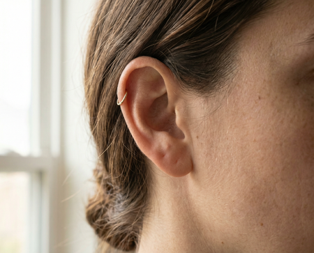 14K Soild Gold Helix Hoop piercing with 14K solid gold hoop ring