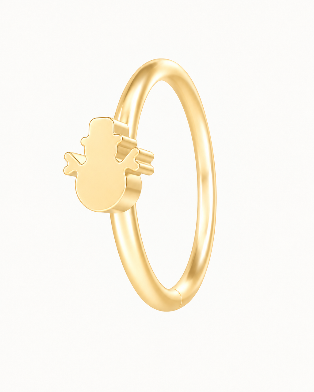 Snowman 14ct Solid Gold Nostril Ring