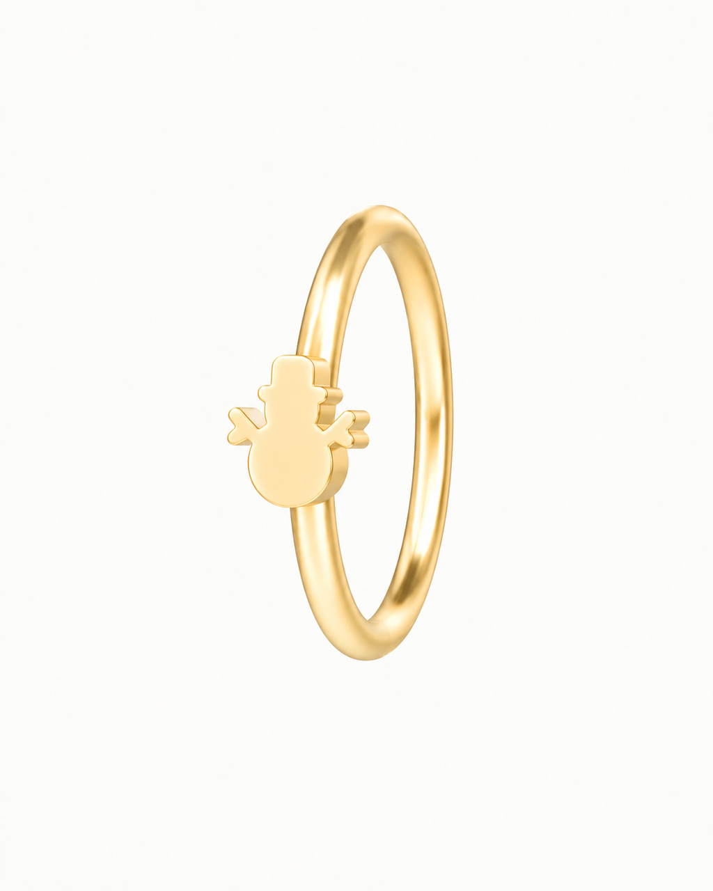 Snowman 14ct Solid Gold Nostril Ring