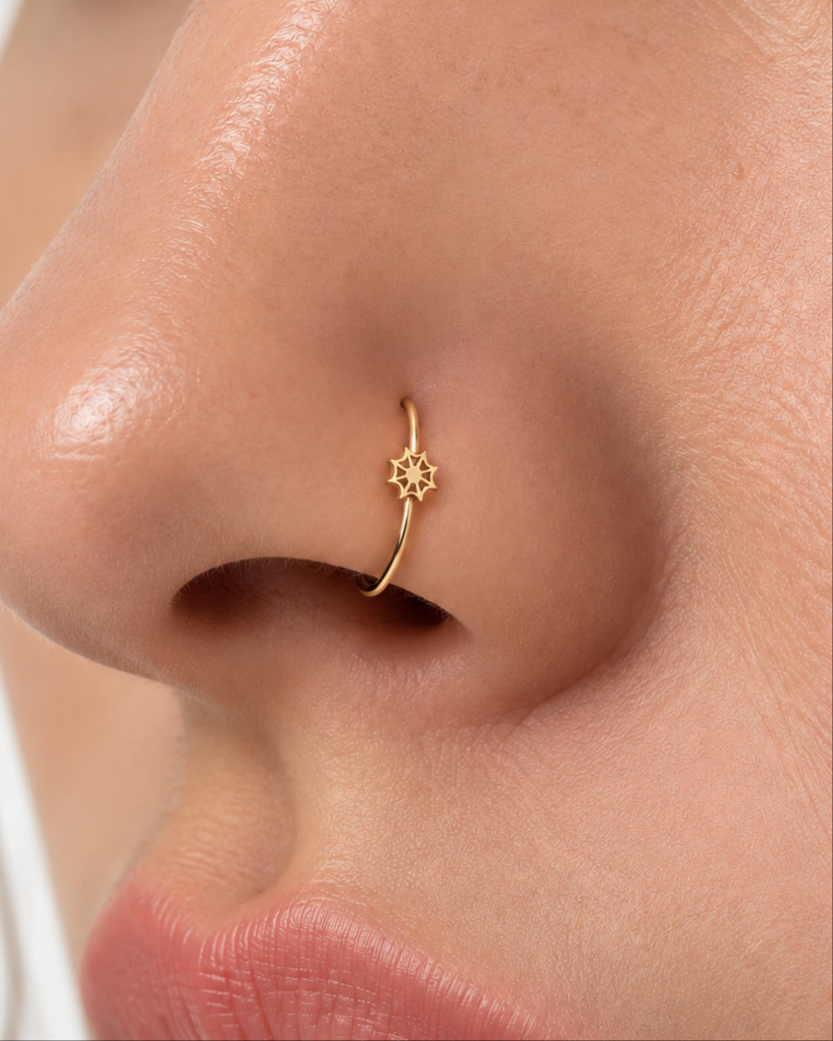 Spider Web 14ct Solid Gold Nostril Ring