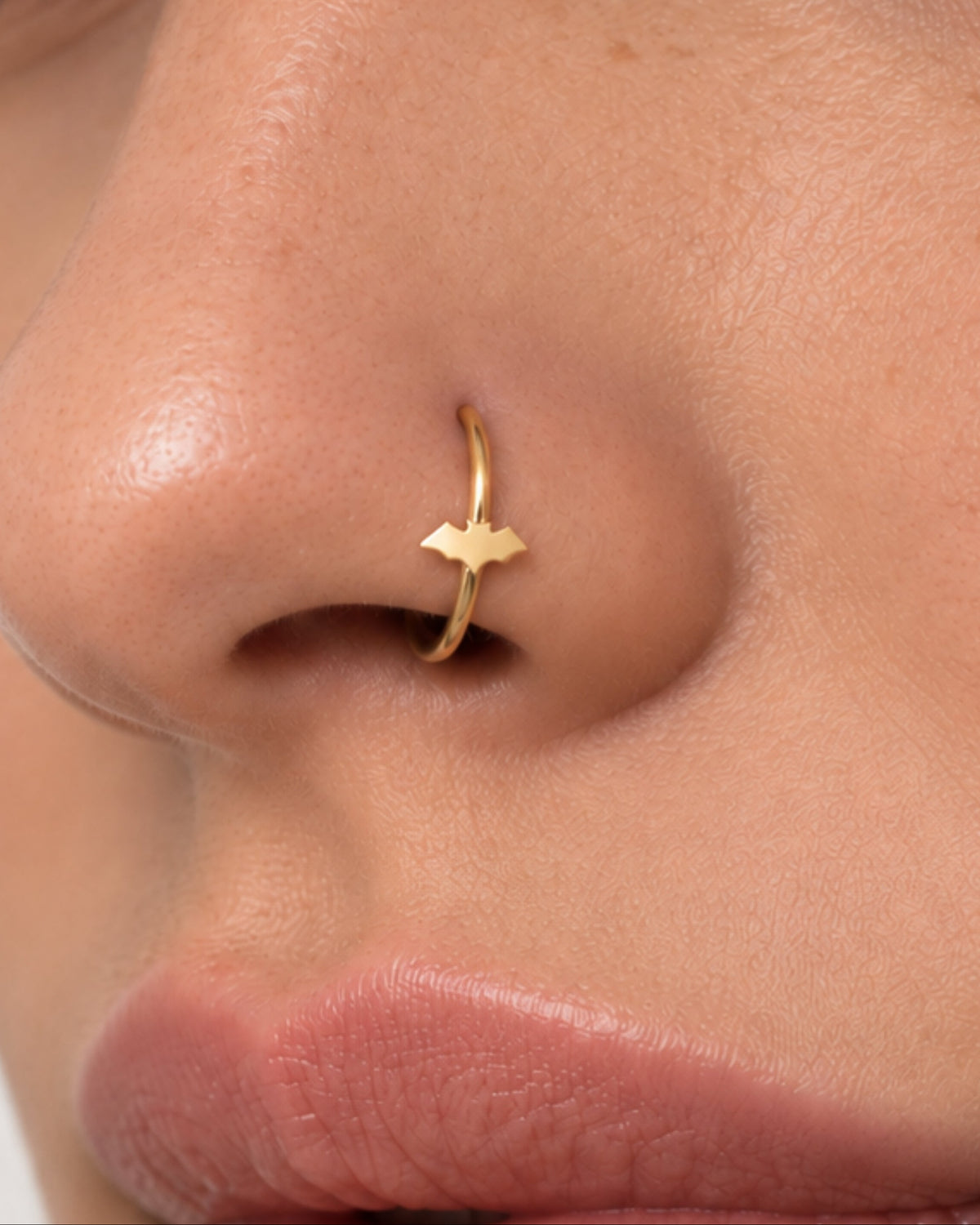 Bat 14ct Solid Gold Nostril Ring