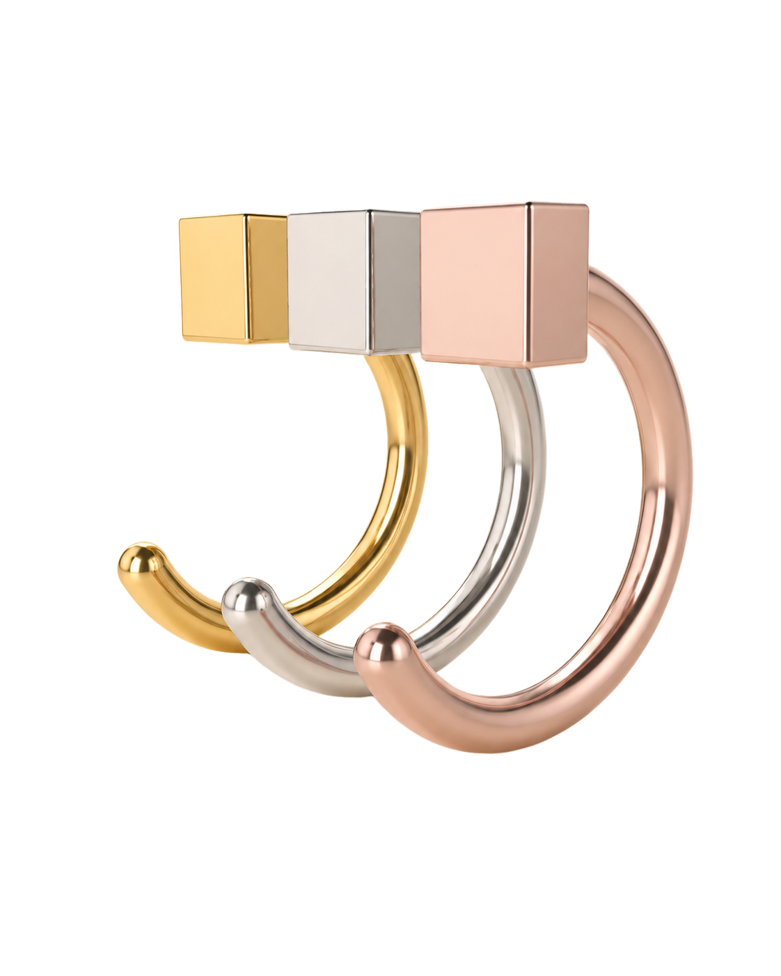 Square 14ct Solid Gold Huggie Hoop