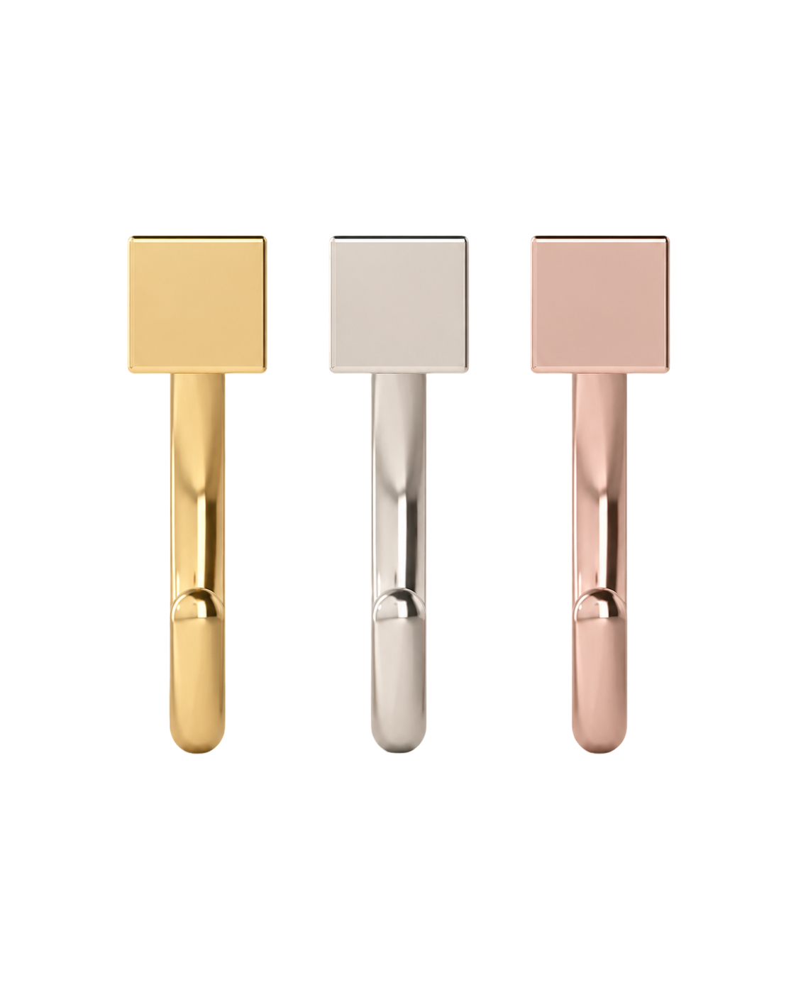 Square 14ct Solid Gold Huggie Hoop