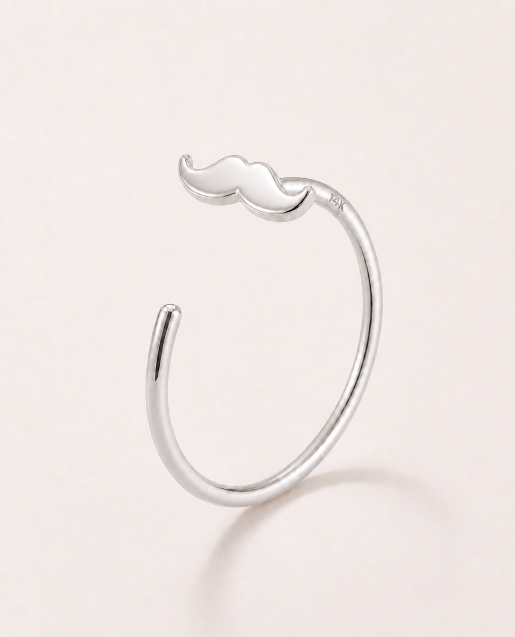 stepoy Moustache 14k solid gold nose and ear piercing hoop , 3 colours , 6-10mm include half size 