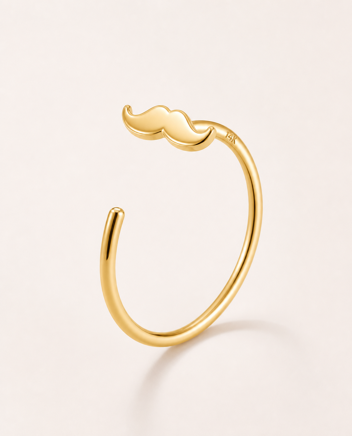 stepoy Moustache 14k solid gold nose and ear piercing hoop , 3 colours , 6-10mm include half size 