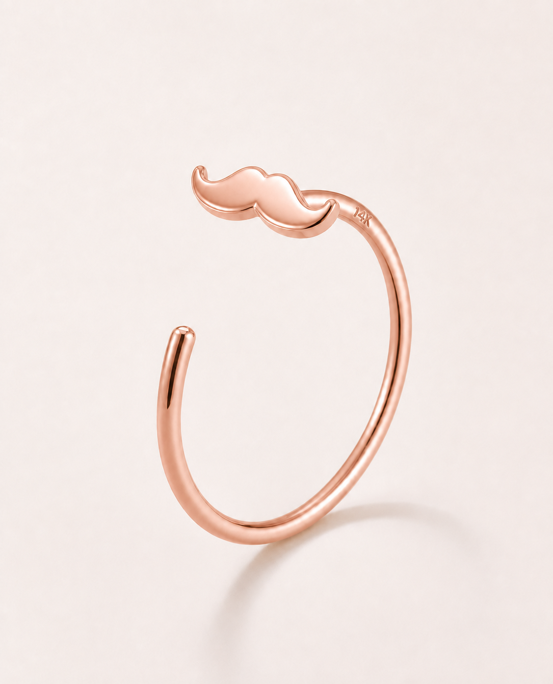 stepoy Moustache 14k solid gold nose and ear piercing hoop , 3 colours , 6-10mm include half size 