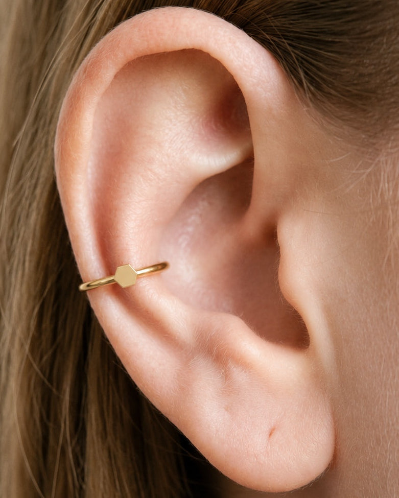 Hexagon 14ct Solid Gold Conch Ring