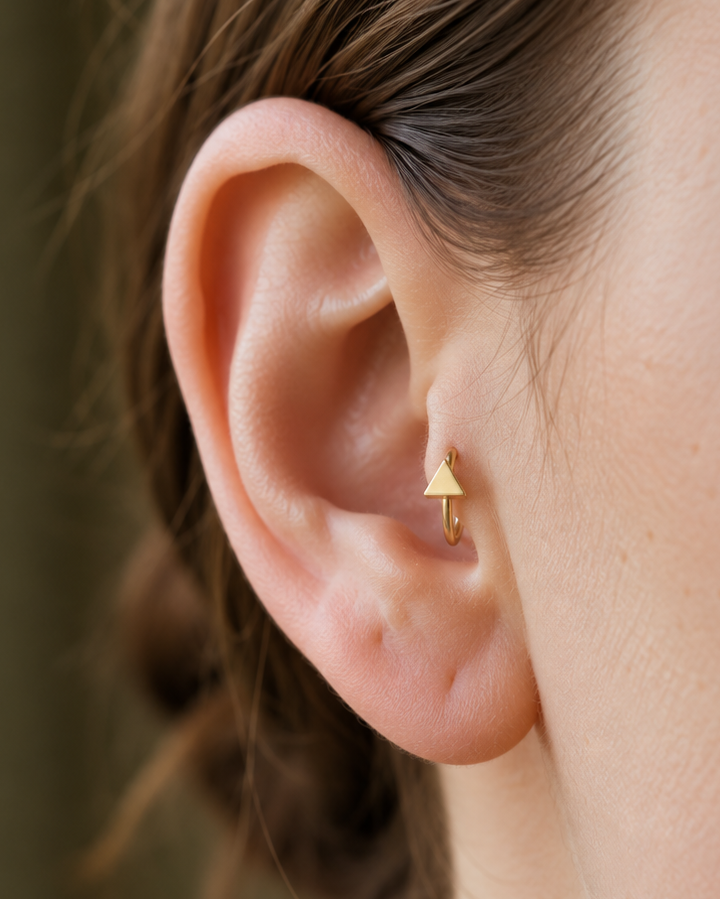 Triangle 14ct Solid Gold Tragus Ring