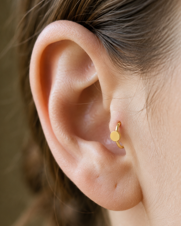 Circle 14ct Solid Gold Tragus Ring