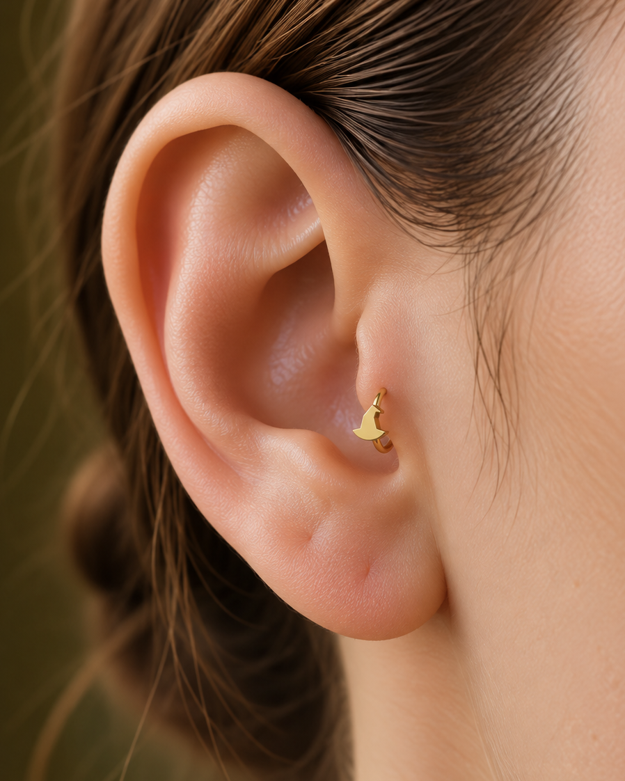 Witch Hat 14ct Solid Gold Tragus Ring