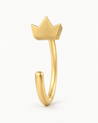 stepoy 14ct solid gold  crown huggie hoops for ear and nose , 3 gold colours , 6mm,7mm,8mm,9mm,10mm,11mm,12mm inner sizes , cute heart design piercing jewerly 