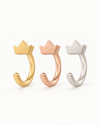 Crown 14ct Solid Gold Huggie Hoop