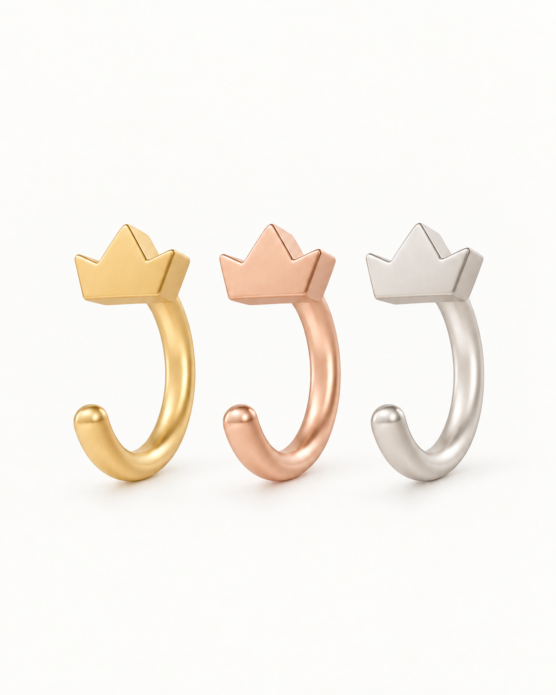 Crown 14ct Solid Gold Huggie Hoop