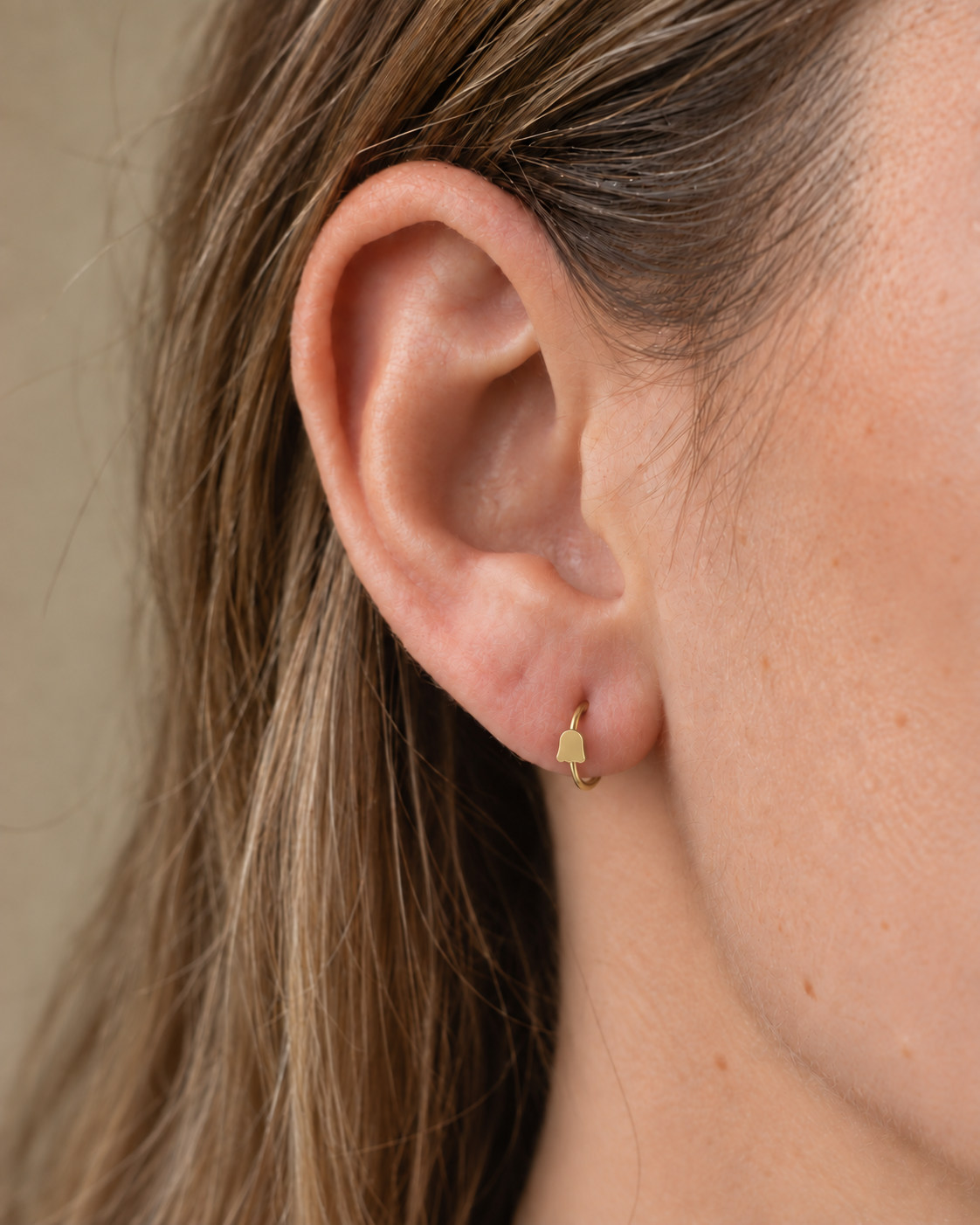 Cute Ghost 14ct Solid Gold Lobe Hoop Earring