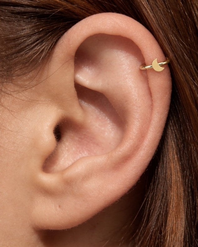 Moon 14ct Solid Gold Helix Hoop