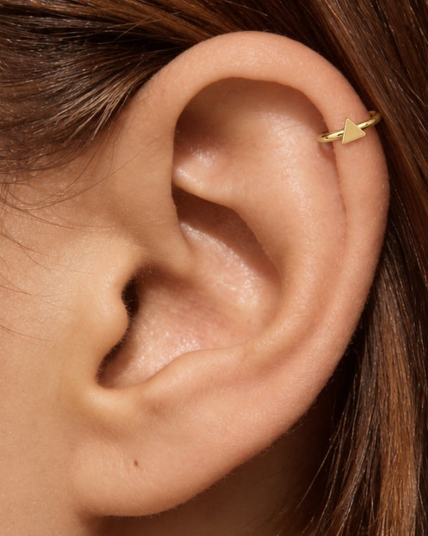 Triangle 14ct Solid Gold Helix Hoop