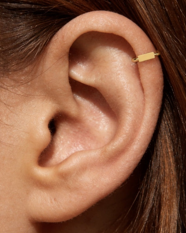 Bar 14ct Solid Gold Helix Hoop