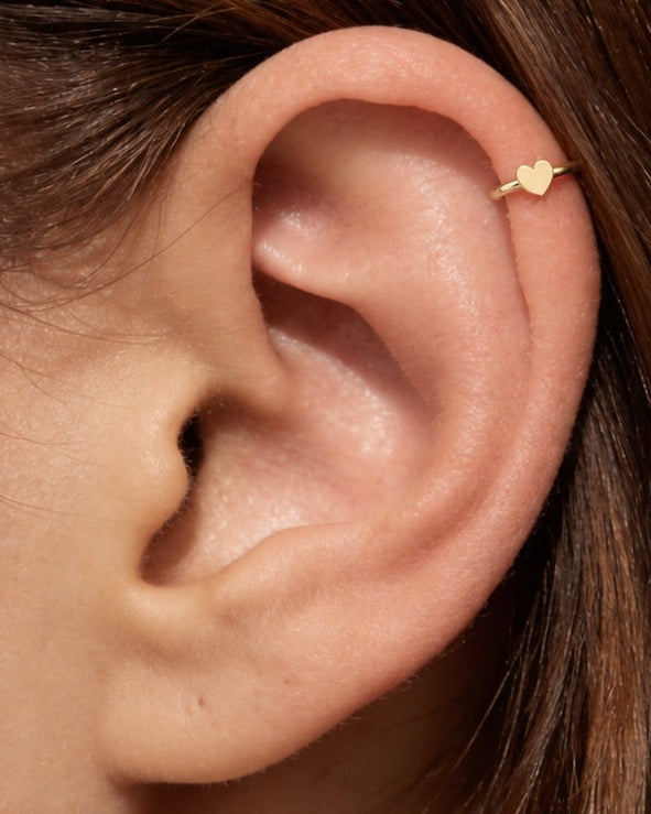 Heart 14ct solid gold helix hoop