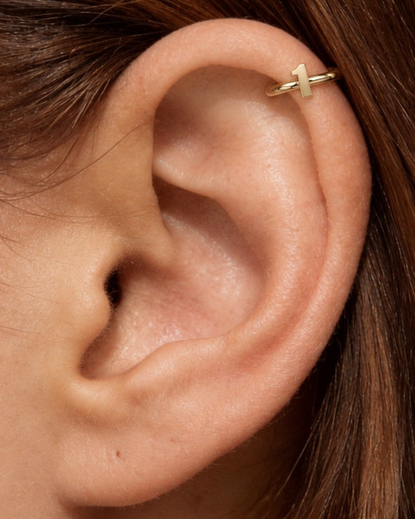 Personalised Single Digit 14ct Solid Gold Helix Hoop